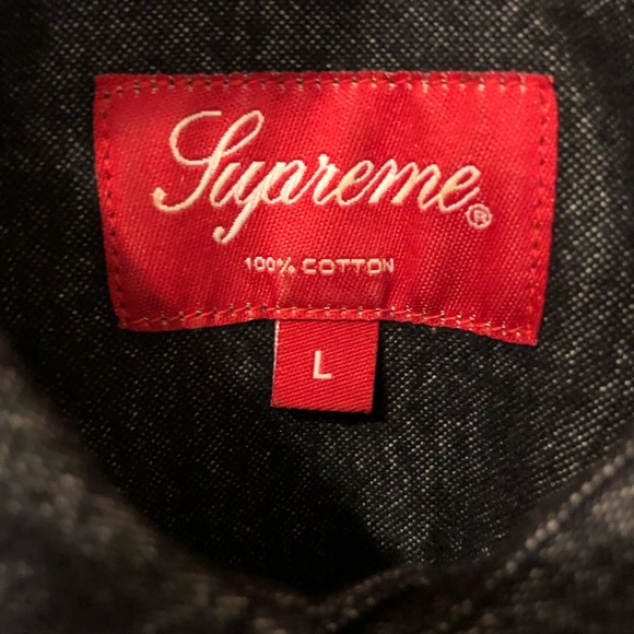 Black Denim Supreme Long-Sleeve Button Down Shirt (size Large) - Picture 5 of 8